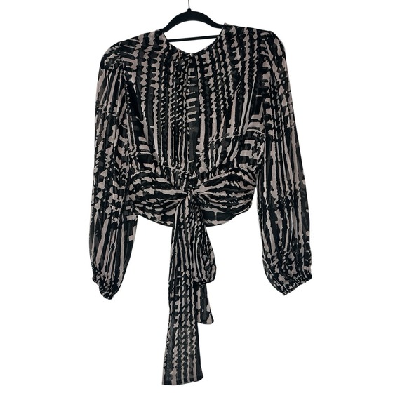 New MISA Los Angeles Top Women's‎ XS Sheer Long Sleeve Designer Career Cóctel - Picture 3 of 10